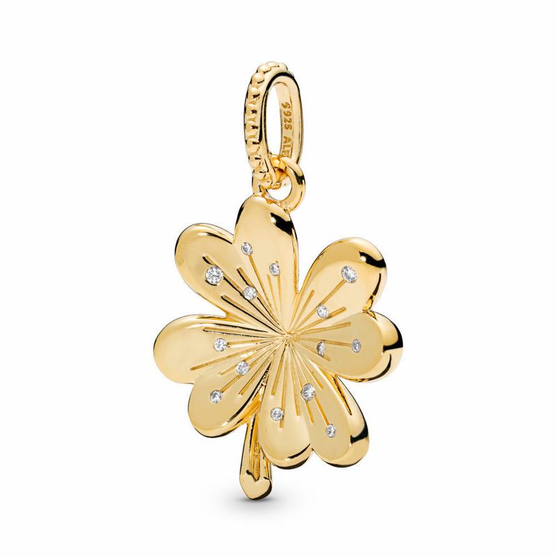 Pandora Shine™ Lucky Four-leaf Clover Pendant - 18ct Gold Plated/Cubic Zirconia - Canada | JG8056XC